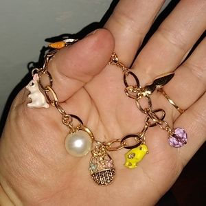 COPY - Enamel charm bracelet bunny, chick, pearl, etc